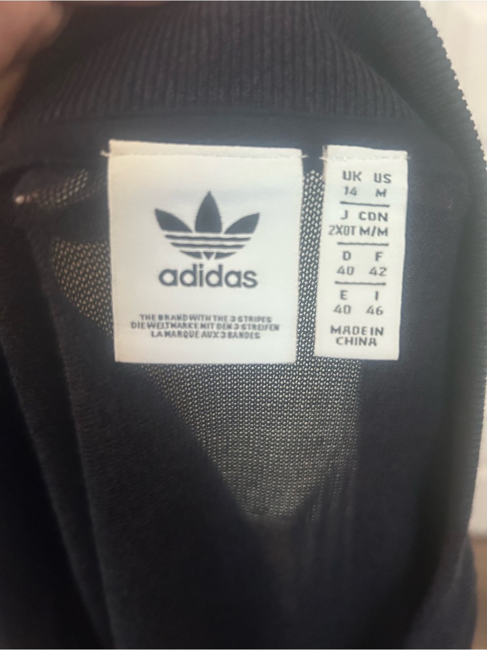 Sz M adidas Navy Jacket with White Three-Stripes - Picture 4 of 5